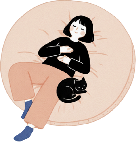 リラックスする猫と女の子